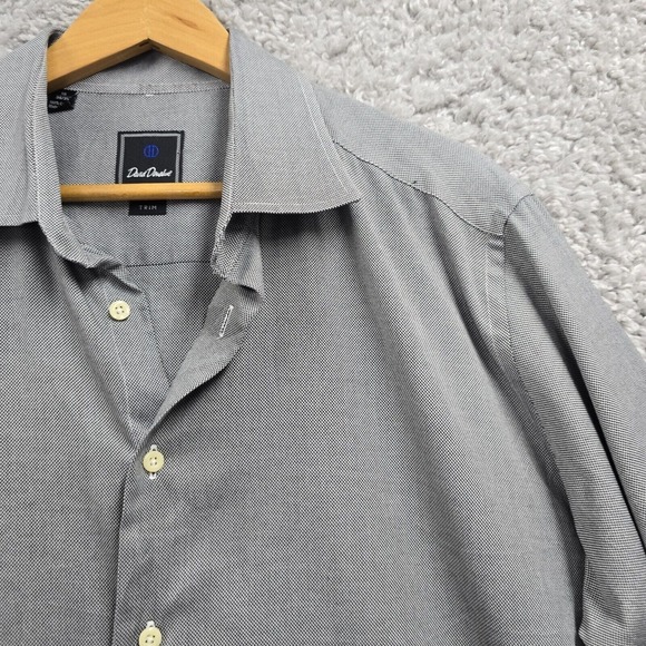 David‎ Donahue Shirt Mens 18 (34/35) Gray Trim Button Up Long Sleeve Office - Picture 4 of 14